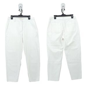 Eileen Fisher Women 12 Cotton Hemp Tapered Pants White High Waist Relax FLAW